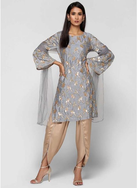 Chinon Tulip Salwar Suit Tulip Salwar Suit Designs, Tulip Salwar, Suit Designs Indian Style, Pakistani Kurta Designs, Latest Salwar Kameez Designs, Tulip Pants, Kameez Designs, Salwar Designs, Tunic Designs