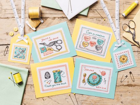 Free sewing room cross stitch patterns Knitting Short Rows, Free Cross Stitch Designs, Stitch Cards, Subversive Cross Stitch, Mini Cross Stitch, Cross Stitch Cards, Diy Cross Stitch, Flower Embroidery Designs, Card Patterns