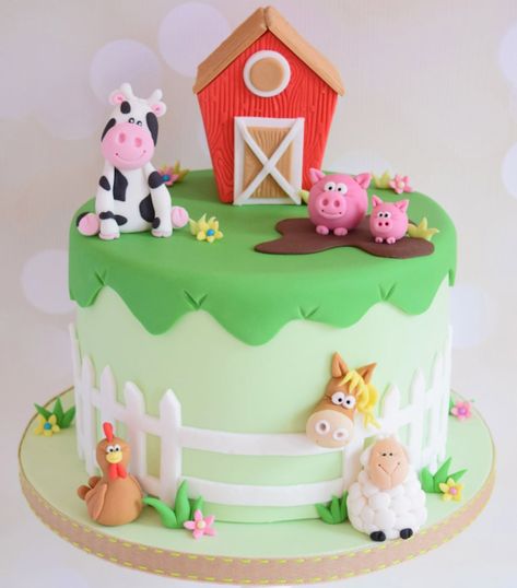 Cake Ideas For Boys, Farm Birthday Cakes, Barnyard Cake, Farm Animal Cakes, Animal Birthday Cakes, Barnyard Birthday Party, Farm Theme Birthday, Farm Animals Birthday Party, Farm Themed Birthday Party