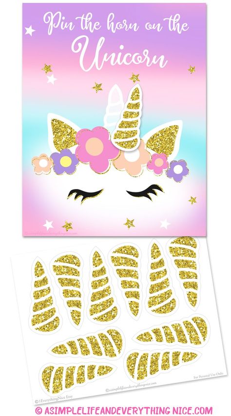 Free Unicorn Photo Booth Frame and Pin the Horn on the Unicorn Printable - A Simple Life and Everything Nice Unicorn Photo Booth, Pin The Horn On The Unicorn, Diy Unicorn Birthday Party, Unicorn Photo, Unicorn Birthday Party Decorations, Birthday Things, Unicorn Photos, Unicorn Themed Birthday Party, 6 Birthday