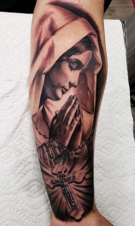 Virgin Mary Tattoo, Mary Tattoo, Religious Tattoo, Virgin Mary, Over 60, Rosary, Tattoo Designs