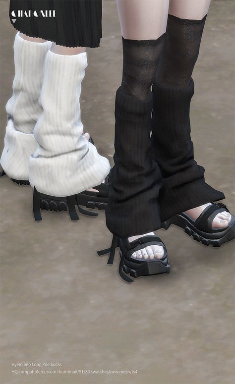 Hyein Seo Long Pile Socks | Charonlee SIMS on Patreon Sims4 Custom Content, Demonia Boots, Hyein Seo, Sims 4 Cc Shoes, Sims 4 Body Mods, Sims 4 Cc Folder, Sims 4 Dresses, Sims 4 Characters, Sims 4 Mm