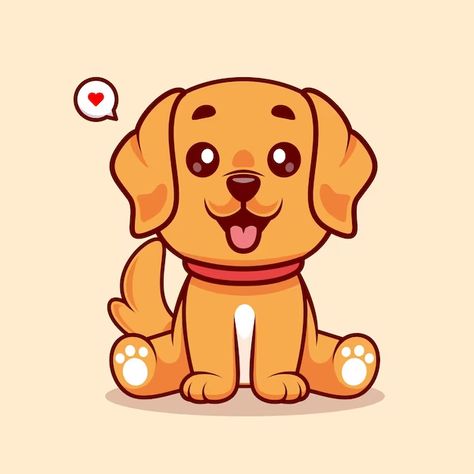 Catalyststuff | Freepik Cute Dog Drawing Cartoon, Cute Dog Vector, Golden Retriever Cartoon, Golden Retriever Illustration, Swimming Cartoon, Dog Kawaii, Nature Icon, Drawings Inspo, Golden Retriever Baby