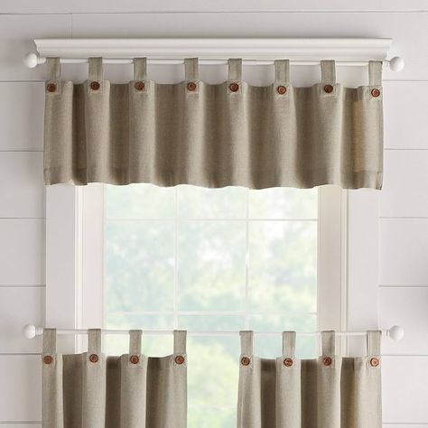 Amazon.com: Elrene Home Fashions Tucker Button Solid Window Valance for Kitchen or Bathroom, 60 Inches by 15 Inches, Grey, 1 Valance : Home & Kitchen Farmhouse Kitchen Valance, Chic Modern Farmhouse, Shabby Chic Modern, Window Kitchen, Kitchen Window Curtains, Elegant Bath, Modern Farmhouse Home, Small Window, Kitchen Valances