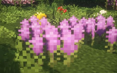 Alliums to lavender Minecraft Texture Pack Minecraft Lavender, Biomes O Plenty, Minecraft Texture Pack, Miss Bunny, Flower Texture, Pink Leaves, Minecraft 1, Minecraft Mods, Lilac Flowers