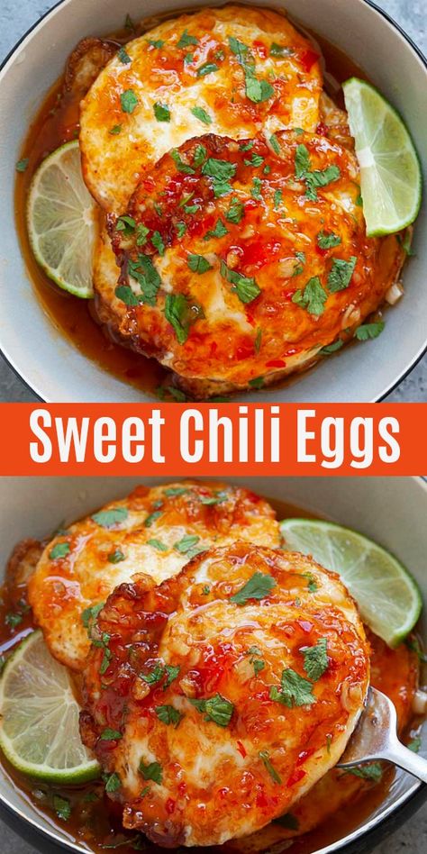 Fried Egg Dishes, Fried Egg Recipes Dinners, Asian Egg Breakfast, Thai Breakfast Recipes, Thai Eggs, Asian Eggs, Chili Eggs, Asian Egg Recipe, Brekkie Ideas