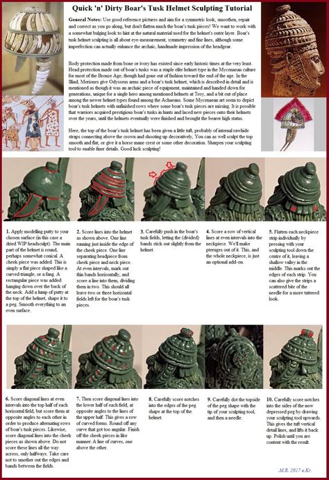 Quick 'n' Dirty Boar's Tusk Helmet Sculpting Tutorial - Modelling Tutorials - The Bolter and Chainsword Greenstuff Sculpting, Sculpting Miniatures, Miniature Sculpting, Sculpting Tips, Modelling Tips, Sculpting Tutorials, Miniature Gaming, Sculpture Techniques, E Craft