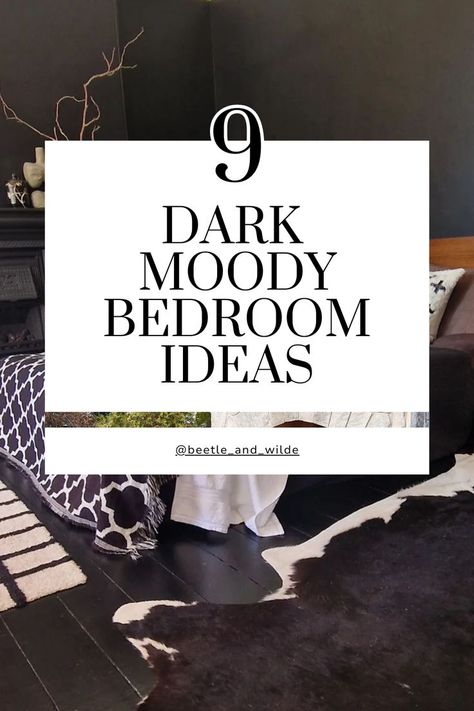 Dark Moody Bedroom Ideas Dark Bed Spread, Master Bedrooms Dark Gray Walls, Bedroom Dark Gray Walls, Moody Cabin Bedroom, Moody Bedroom Ideas Dark Walls, Moody Mcm Bedroom, Warm Moody Bedroom, Dark Painted Bedrooms, Dark Color Bedroom Ideas