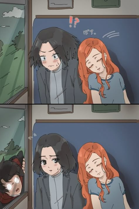 Lily and severus. The couple that never existed 😍 Snape Y Lily, Fanart Harry Potter, Funny Harry Potter, Snape And Lily, Severus Rogue, Harry Potter Memes Hilarious, Buku Harry Potter, Harry Potter Artwork, Images Harry Potter