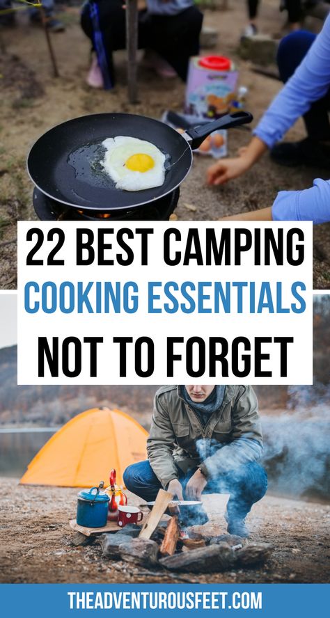 Going on a camping trip? Here is the camping cooking equipment you should take with you.| camping cooking gear| camping cooking equipment| camping fire cooking equipment| camping kitchen supplies| cooking gear for camping| camp cooking kitchen essentials| camping cooking essentials| camping cooking equipment| outdoor camping kitchen| camping gear for cooking | camping cooking essentials |camping kitchen gear| Camping tips and tricks| camping essentials Camping Ideas For Couples, Camping Cooking Gear, Food Essentials, Backpacking Gear List, Camping Bedarf, Motorcycle Camping Gear, Camping Cooking, Backpacking Camping, Motorcycle Camping