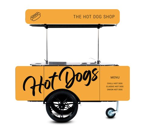 Hot-Dog-Cart-2022 Diy Hot Dog Cart, Hot Dog Cart Ideas, Hot Dog Truck, Hod Dog, Street Food Cart, Food Stand Design, Food Carts For Sale, Mobile Kiosk, Gerobak Dorong