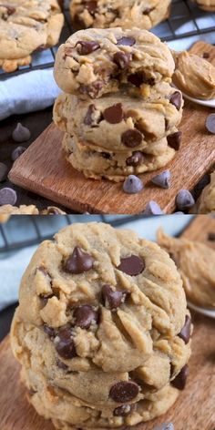 Chocolate Chip Cookies Peanut Butter, Resep Oatmeal, Cookies Peanut Butter, Peanut Butter Chocolate Chip Cookies, Choc Chip Cookies, Chocolate Cookie Recipes, Oreo Dessert, Chip Cookie Recipe, Peanut Butter Chocolate Chip