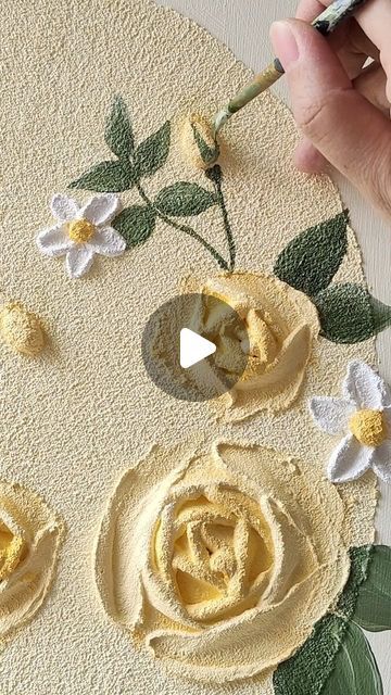 Oil Flower Painting, Oil Painting Tutorials, Flower Painting Tutorial, Texture Flowers, Yellow Rose Flower, Flower Oil Painting, Oil Painting Tutorial, Artwork Wall, Oil Painting Flowers