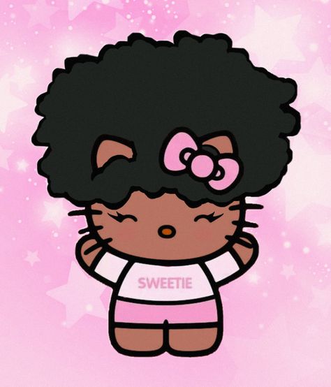 Hello Kitty Tiana, Afro Hello Kitty Pfp, Brown Hello Kitty Pfp, Light Skin Hello Kitty, Pfp Hello Kitty Black, Afro Hello Kitty, Afro Kitty, Black Hello Kitty Pfp, Brown Hello Kitty