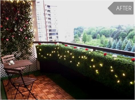 How to make a faux box shrub privacy screen Ikea Deck, Small Balcony Makeover, Balcony Inspiration, Balcony Makeover, Ideas Baños, Diy Balcony, Tiny Balcony, Floor Tile Design, Apartment Patio Decor