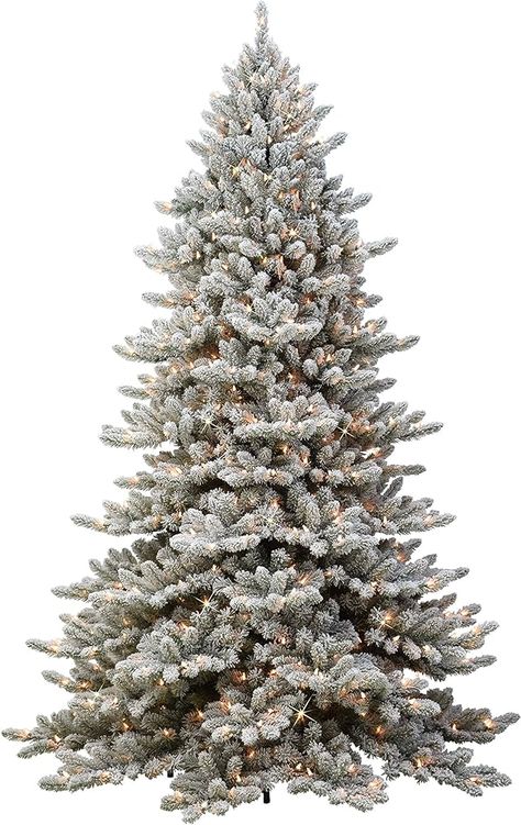 Amazon.com: Puleo International 7.5' Flocked Royal Majestic Fir Artificial Christmas Tree with 600 Lights, Green : Everything Else 5 Foot Christmas Tree, White Flocked Christmas Tree, Nature Documentary, Green Everything, Full Christmas Tree, Black Christmas Decorations, Pine Tree Painting, Frosted Tree, Prelit Tree