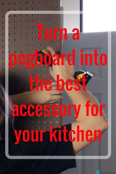 This is so easy! Peg Board Kitchen Storage Wall | Organization Peg Board Kitchen, Kitchen Storage Wall, Pegboard Kitchen, Hometalk Diy, Kitchen Wall Storage, Pegboard Organization, Storage Wall, Diy Kitchen Storage, Cabinet Space