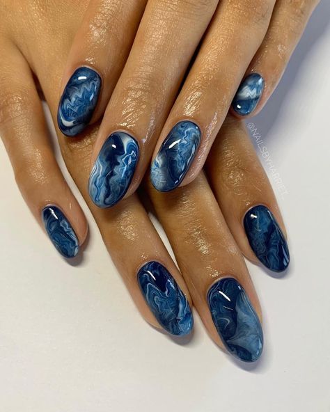 Nail Art Designs For Beginners, Nail 2023, Blue Gel Nails, Marble Nail Designs, Blue Nail Designs, Art Designs Ideas, Nails Desing, Design Nail, Marble Nails