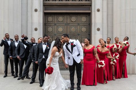 Camille Leigh Photography LLC (@camilleleighphoto) • Instagram photos and videos Royalty Wedding Theme, Black Red Wedding, Red And White Weddings, Red Wedding Theme, Munaluchi Bride, Red Bridesmaid Dresses, Wedding Bridal Party, Brides Magazine, Wedding Goals