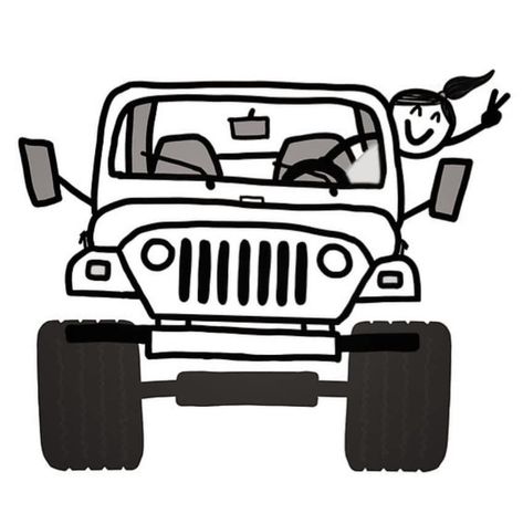 Jeep Doodle, Car Sayings, Jeep Drawing, Jeep Wrangler Girl, Jeep Sahara, Jeep Dogs, Jeep Stickers, Jeep Photos, Jeep Wave