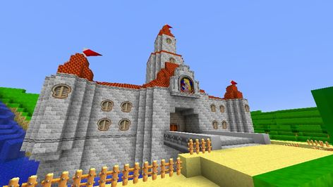 Super Mario 64 Princess Peach Castle Minecraft Peaches Castle Minecraft, Minecraft Peach Castle, Princess Peach Castle Minecraft, Peach Castle Mario, Minecraft Mario Builds, Princess Peach Castle, Spongebob Crafts, Castle Minecraft, Minecraft Logo