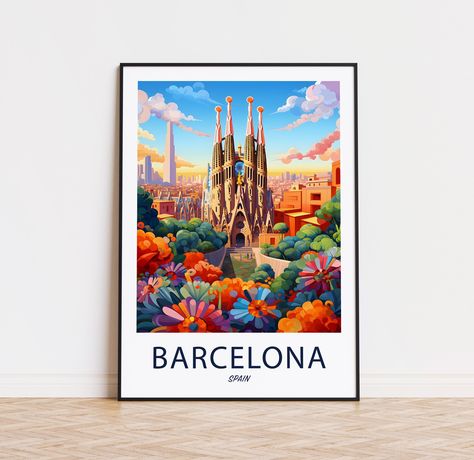 Barcelona Travel Poster, Barcelona Poster, Barcelona Print, Barcelona Home, Artwork Gifts, Barcelona Travel, Poster Collection, National Park Posters, Printable Decor