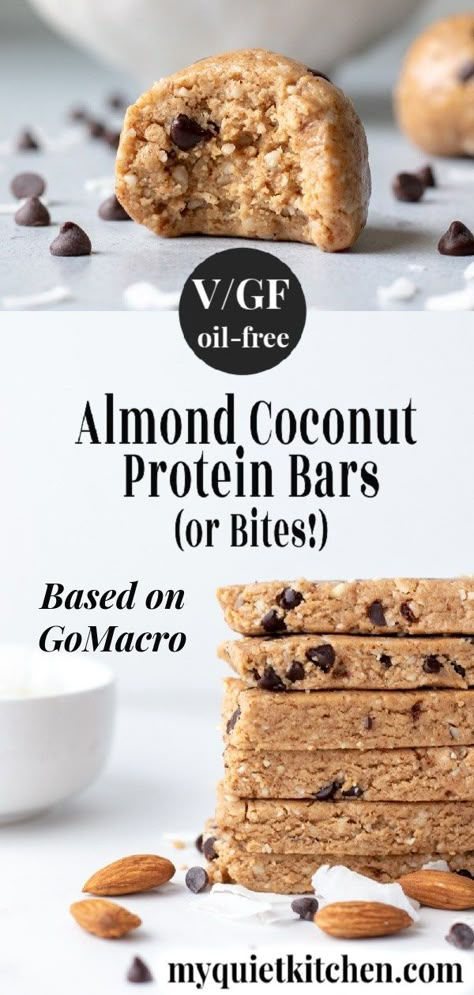 Homemade Gomacro Bars, Vegan Protein Bars Homemade, Gomacro Bars Recipe, Coconut Protein Bar, Vegan Protein Bars Recipe, Dairy Free Protein Bars, Gluten Free Protein Bars, Coconut Protein, Vegan Protein Bars