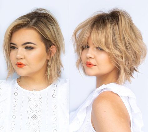 The Most Flattering Short, Medium, and Long Haircuts for Double Chins Cabelo Plus Size, Double Chin Hairstyles, Plus Size Hairstyles, Hairstyles For Fat Faces, Kort Bob, Chubby Face Haircuts, Short Shaggy Haircuts, Shaggy Haircuts, Double Chin