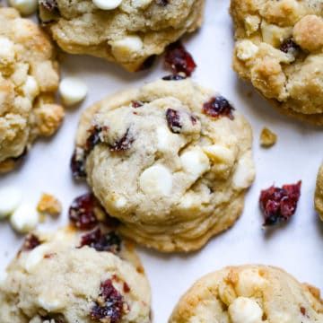 Best-Ever White Chocolate Cranberry Macadamia Nut Cookies - The Baking ChocolaTess Cranberry Macadamia Nut Cookies, Baking With Grandma, Cranberry White Chocolate Chip Cookies, Butterscotch Chip Cookies, Chocolate Cranberry Cookies, White Chocolate Macadamia Cookies, Cranberry Cookies Recipes, White Chocolate Macadamia Nut Cookies, White Chocolate Cranberry Cookies