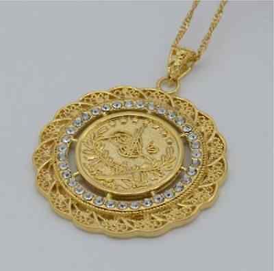 18K Gold plated Crystal Coin Necklace Pendant African Arabian Indian Turkish | eBay Dollar Chain, Gold Coin Jewelry, Gold Coin Pendant, Diamond Pendant Jewelry, Diamond Pendent, Bridal Pearl Necklace, Fine Gold Jewelry, Gold Coin Necklace, Gold Pendant Jewelry