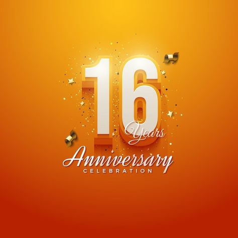 16th anniversary with bold embossed numb... | Premium Vector #Freepik #vector #confetti-happy-birthday #birthday-confetti #colorful-confetti #happy-birthday-background Happy 16th Anniversary, Birthday Confetti, 16th Anniversary, Colorful Confetti, Birthday Background, Premium Vector, Confetti, Graphic Resources, Happy Birthday