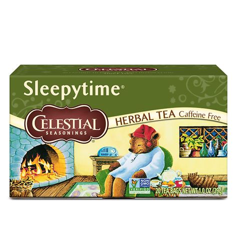 Caffeine-free. Sleepytime Herb Tea, a comforting blend of chamomile and spearmint, creates a lullaby of tender flavor to soothe your senses. This 100% natural, gentle cup of hot tea lets you curl up under a quilt of flavor and quiet the tensions of your world. The part of your day shared with Sleepytime is like coming home to find a friend waiting for you by the fire. There's no calm like the sigh from spirit when you take this moment for rest and reflection, there's no time like Sleepytime.