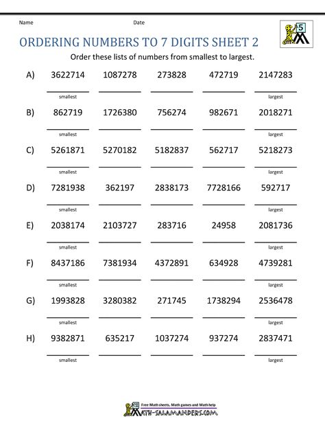 5th-grade-place-value-worksheets-ordering-7-digit-numbers-2.gif (1000×1294) Number Patterns Worksheets, 5th Grade Worksheets, Place Value Worksheets, Numbers Worksheet, Decimals Worksheets, Numbers Worksheets, Math Sheets, Pattern Worksheet, Whole Numbers