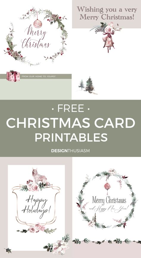 Looking for a convenient way to create holiday cards? Try these free printable Christmas cards, save money and print as many as you like. ----- #christmasprintables #christmascards #DIYchristmascards #printbalecards #freeprintables #designthusiasm Free Printable Christmas Cards, Parents Christmas, Printable Holiday Card, Happy Merry Christmas, Holiday Printables, Free Christmas Printables, Floral Printables, Printable Christmas Cards, Christmas Decorations For The Home