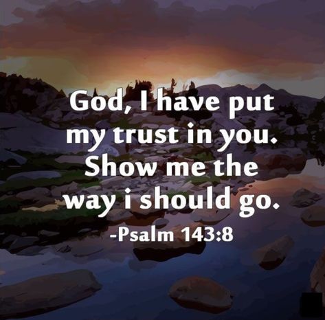 Let the morning bring me word of your unfailing love, for I have put my trust in you. Show me the way I should go, for to you I entrust my life.   Psalm 143:8 Me Word, Psalm 143, Psalm 147, Unfailing Love, Show Me The Way, About God, Prayer Scriptures, Faith Prayer, Favorite Bible Verses