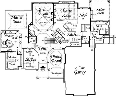 Awesome layout....basement with exercise room Bath Closet, Daycare Spaces, Master Bath And Closet, 4 Car Garage, European Plan, European House Plans, European Style House, Welcome To My House, Hearth Room