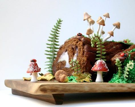 Amazing forest floor cake! Log Cakes, Christmas Menus, Diy Woodland, Yule Log Cake, Woodland Cake, Cake Decorating Set, Log Cake, Forest Cake, Yule Log