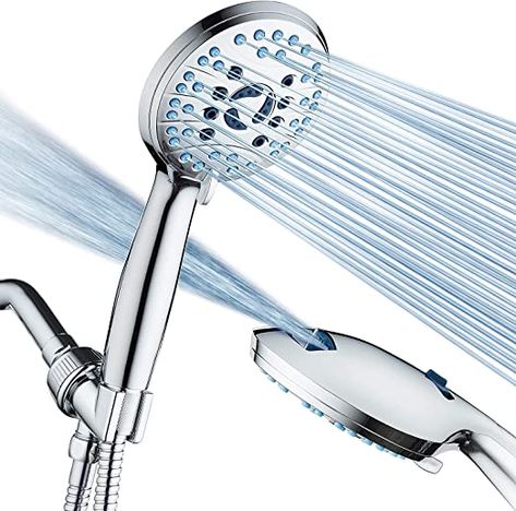 AquaCare High Pressure 8-mode Handheld Shower Head - Anti-clog Nozzles, Built-in Power Wash to Clean Tub, Tile & Pets, Extra Long 6 ft. Stainless Steel Hose, Wall & Overhead Brackets Clean Tub, Power Wash, High Pressure Shower Head, Tub Tile, Tub Cleaner, Handheld Shower Head, Soap Scum, Shower Cleaner, Bath Hardware