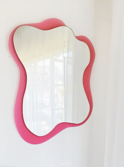 Squiggle Mirror, Curvy Mirror, Colorful Mirror, Entry Mirror, Wavy Mirror, Colored Mirror, Diy Mirror, Decoration Inspiration, Mirrors For Sale