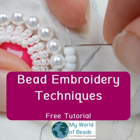 Diy Beaded Applique, Using Beads In Embroidery, How To Sew Beads On Fabric Diy, Diy Bead Embroidery Video Tutorials, How To Add Beads To Embroidery, Beaded Embroidery On Fabric Beadwork, Diy Bead Embroidery Patterns, Best Embroidery Fabric, Bead Embroidery Stitches