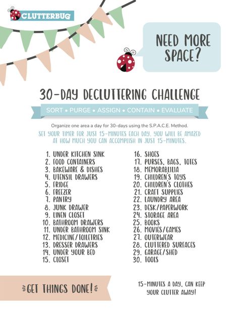 It’s finally here! Everyday in October (except Halloween, because well, it’s Halloween!) we will be decluttering one different area in our homes. These quick and easy decluttering challenges will take under 15 minutes to complete and by the end of the month, your home will be clutter … 30 Day Declutter Challenge, 30 Day Declutter, Decluttering Challenge, Minimalism Challenge, Cleaning Challenge, Declutter Challenge, Organizing Challenges, Squat Challenge, Getting Rid Of Clutter