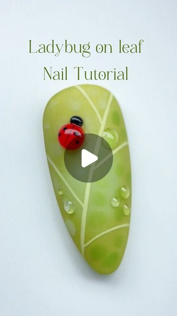 Nails Ladybug, Bug Nail Art, Ladybug On Leaf, Bug Nails, Ladybug Nail Art, Ladybug Nails, Animal Nail Designs, Nail Tutorial, Out Of My Comfort Zone