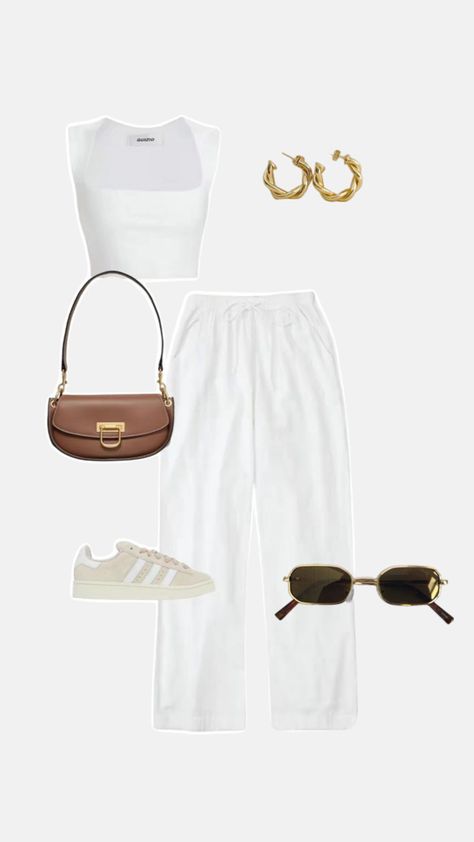 #cleangirl #outfitinspo #ootd #spring24 #fashion #fashionandbeauty #trendingoutfits White Pants Outfit Summer, White Linen Pants Outfit, Clean Girl Outfit, Beach Trousers, Linen Pants Outfit, White Pants Outfit, Summer Pants Outfits, White Linen Pants, Mode Kpop