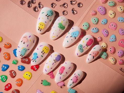 Emoji Nails, Candy Nails, Pretty Nail Polish, Gel Nail Extensions, Nail Stickers Decals, Simple Gel Nails, Nail Type, Beauty Make-up, Jelly Nails