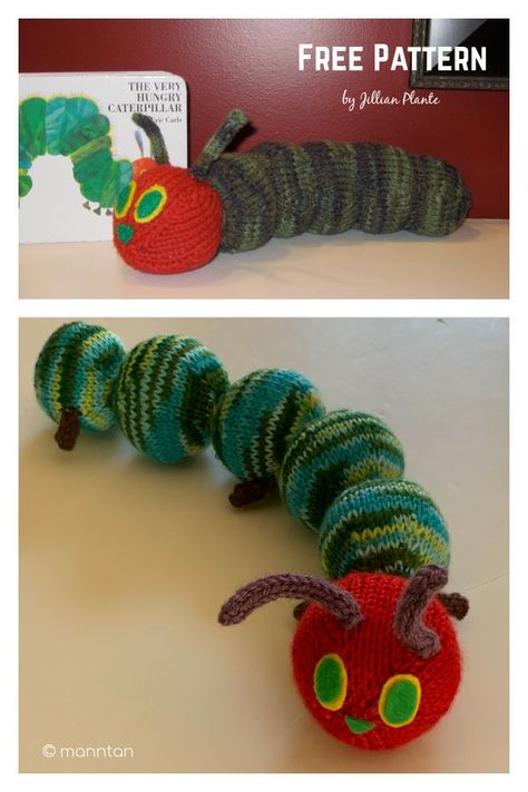 Caterpillar Knitting Pattern Free, Tiny Knitting, Hungry Caterpillar Craft, Knitting Dolls Free Patterns, Knitted Dolls Free, Addi Knitting Machine, Animal Knitting, Knitted Toys Free Patterns, Circular Knitting Machine