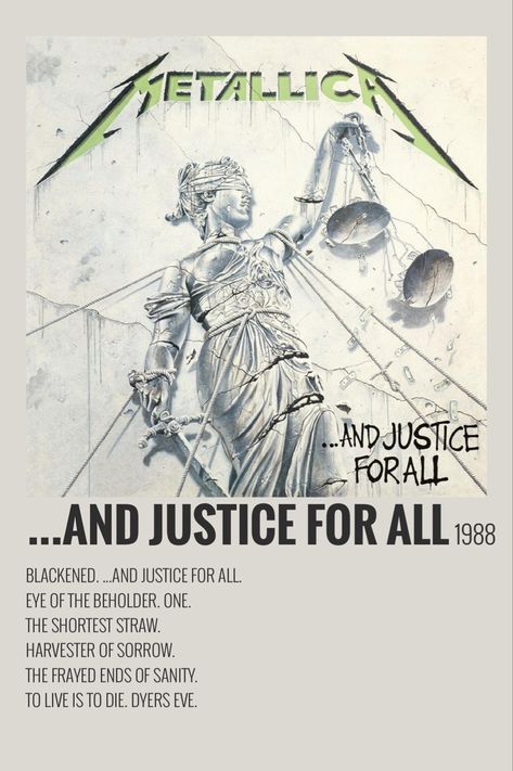 Album Covers Metallica, Metallica Album Covers, Metallica Song, Metallica Albums, Metallica Cover, Minimalist Music, Music Poster Ideas, 9 Songs, And Justice For All