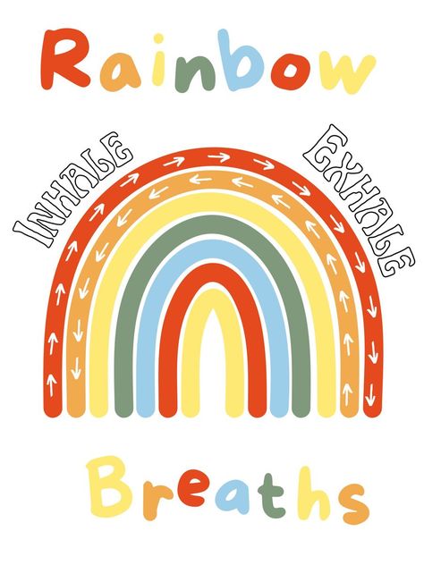 Calm Preschool Activities, Rainbow Calming Corner, Calm Down Preschool, Peace Corner Ideas, Calm Corners In Classrooms, Preschool Calm Down Corner Ideas, Rainbow Breathing Printable Free, Calming Corner Free Printables, Rainbow Breathing Printable