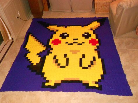 Pikachu Blanket by PiNiKoLi on DeviantArt - I really wana make this! Crocheted Squares, Online Art Gallery, Granny Square, Online Art, A Year, Pikachu, Art Gallery, Hand Crafted, Let Me