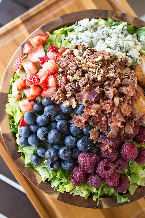 Raspberry Vinaigrette Recipe, Salad With Raspberry Vinaigrette, Salad With Candied Pecans, Crispy Chicken Salad, Candied Pecans For Salad, Crispy Chicken Salads, Raspberry Vinaigrette Salad, Chopped Salads, Chicken Salad Ingredients