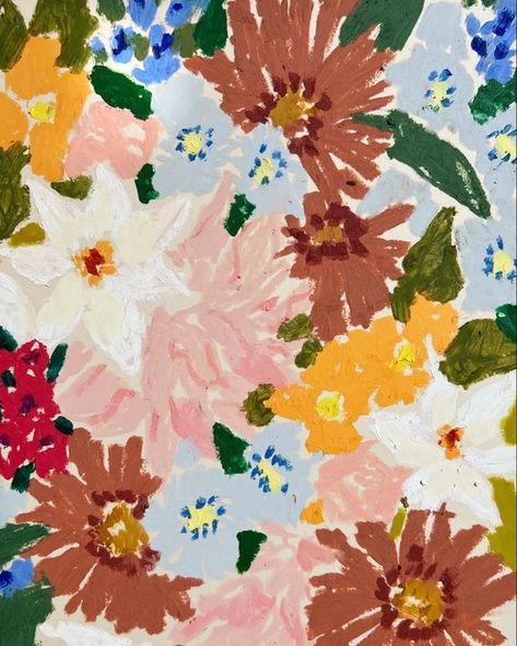 Margaret Jeane, Loose Painting, Fabric Print Design, Mini Flowers, Oil Pastel Paintings, Patterns Wallpaper, Pastel Pattern, Oil Pastel Art, Ouzo